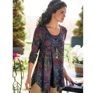 Soft Surroundings Floral Asymmetrical Tunic Top